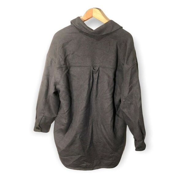 Kangol x‎ H&M Oversized Shacket Shirt Jacket Coat Size Small Black - Picture 5 of 7